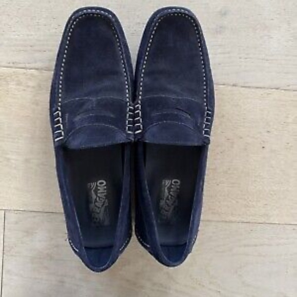 Salvatore Ferragamo Men's Navy Loafers size 9.5 - Picture 1 of 9